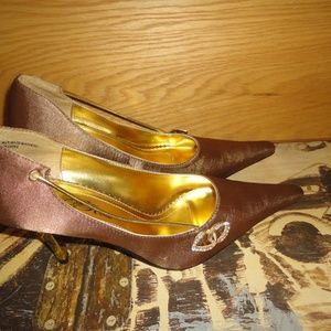 WILD ROSE SHINY BRONZE WOMEN'S EVENING SHOES 7.5